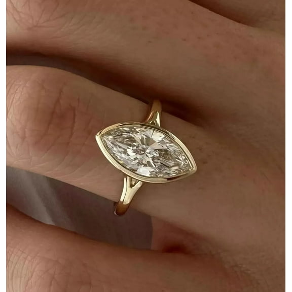 Mahablijewels Cubic Zirconia Gift For Her Womens Marquise Wedding Ring 925 Sterling Silver