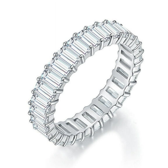 Mahablijewels Cubic Zirconia Women's Wedding Promise Full Eternity Ring 925 Sterling Silver