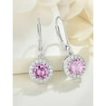thumbnail image 1 of Mahablijewels Round Cut Multi Gemstone For Womens Halo Dangle Earrings 14K White Gold Finish, 1 of 5