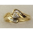 thumbnail image 1 of Mahablijewels Trillion Cut Cubic Zirconia Engagement Ring Set 14K Yellow Gold Finish, 1 of 5