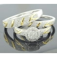 thumbnail image 1 of Mahablijewels Women 2Ct Round Cut Diamond His & Wedding Bridal Trio Ring Set 14k 2 Tone Gold Plated 925 Solid Silver, 1 of 3