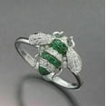 thumbnail image 1 of Mahablijewels Women's Wedding Honey Bee Shape Ring 925 Sterling Silver Green Cubic Zirconia, 1 of 5