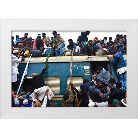 Mahabub Hossain, Md 18x13 White Modern Wood Framed Museum Art Print Titled - Riding On Train