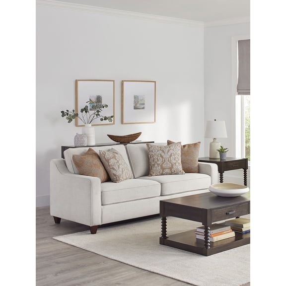 Mahaffey Christine Beige Upholstered Sloped Arm Sofa