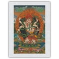 thumbnail image 1 of Mahakala Shadbhuja Sita (White Lord with Six Hands) - Tantric Wealth Deity - Vintage Tibetan Thangka Buddhist Painting - Japanese Unryu Rice Paper Art Print (Unframed) 12 x 16 in, 1 of 4