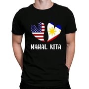 Mahal Kita Filipino American Lovers Pilipinas USA Mens Cotton Crew Neck Graphic Tee Casual Short Sleeve Solid T-Shirt