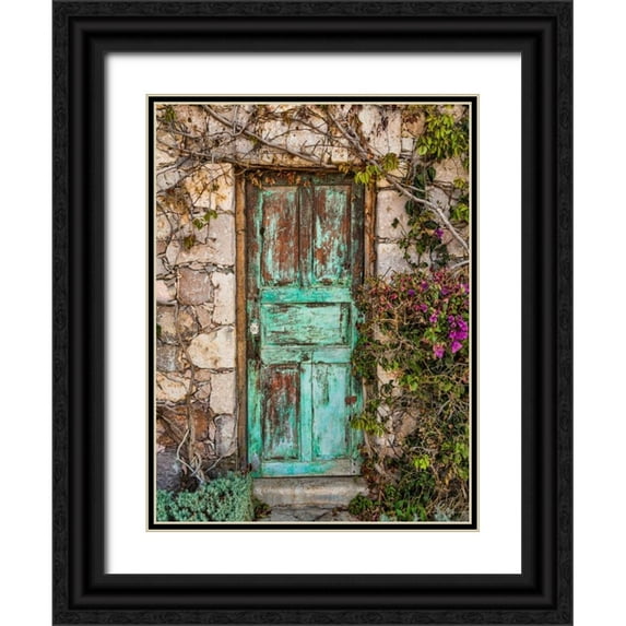 Mahan, Kathy 12x14 Black Ornate Wood Framed with Double Matting Museum Art Print Titled - Doorway in Mexico II