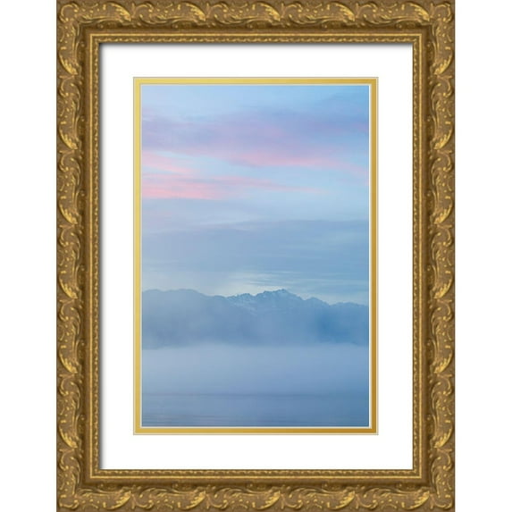 Mahan, Kathy 13x18 Gold Ornate Wood Framed with Double Matting Museum Art Print Titled - Hood Canal Sunset II