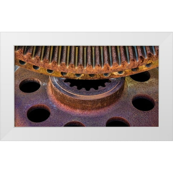 Mahan, Kathy 14x10 White Modern Wood Framed Museum Art Print Titled - Rusty Gears I
