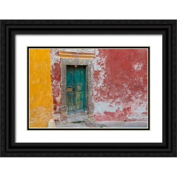Mahan, Kathy 14x11 Black Ornate Wood Framed with Double Matting Museum Art Print Titled - Colorful Door