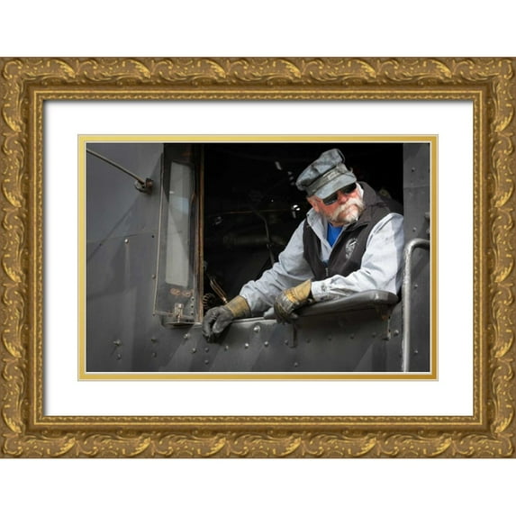 Mahan, Kathy 14x11 Gold Ornate Wood Framed with Double Matting Museum Art Print Titled - Train Conductor I