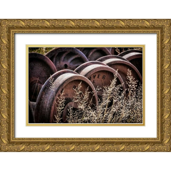 Mahan, Kathy 14x11 Gold Ornate Wood Framed with Double Matting Museum Art Print Titled - Vintage Train Yard II