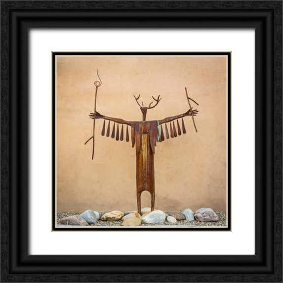 Mahan, Kathy 15x15 Black Ornate Wood Framed with Double Matting Museum Art Print Titled - Garden Sculpture