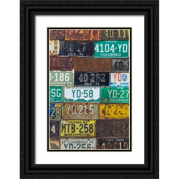 Mahan, Kathy 17x24 Black Ornate Wood Framed with Double Matting Museum Art Print Titled - License Plates I