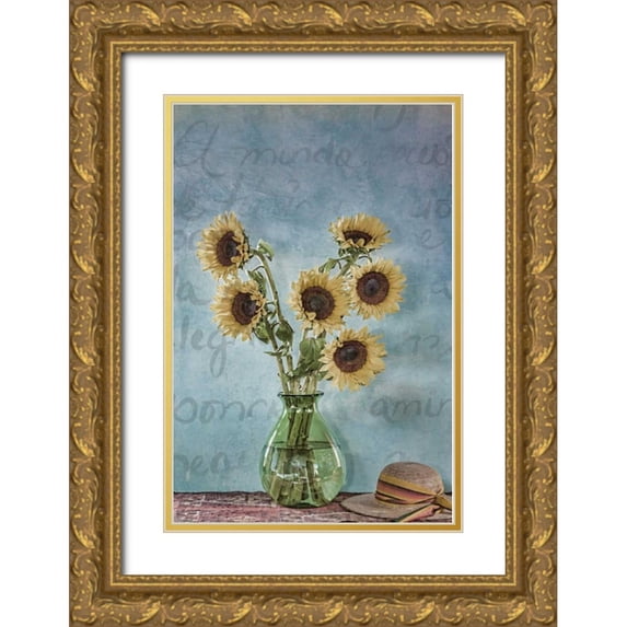 Mahan, Kathy 17x24 Gold Ornate Wood Framed with Double Matting Museum Art Print Titled - Sunflowers I