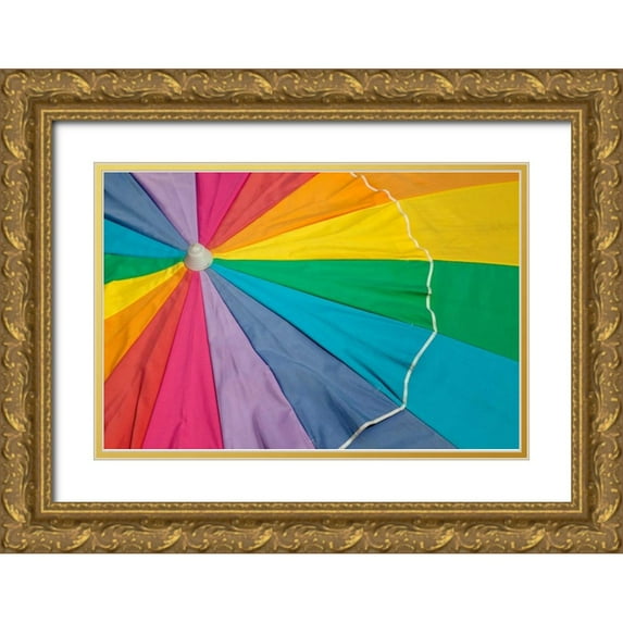 Mahan, Kathy 18x13 Gold Ornate Wood Framed with Double Matting Museum Art Print Titled - Beach Umbrella