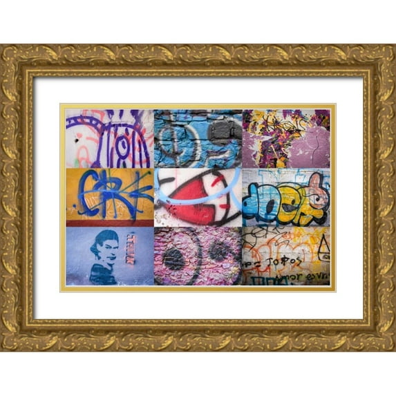 Mahan, Kathy 24x17 Gold Ornate Wood Framed with Double Matting Museum Art Print Titled - Graffiti IV