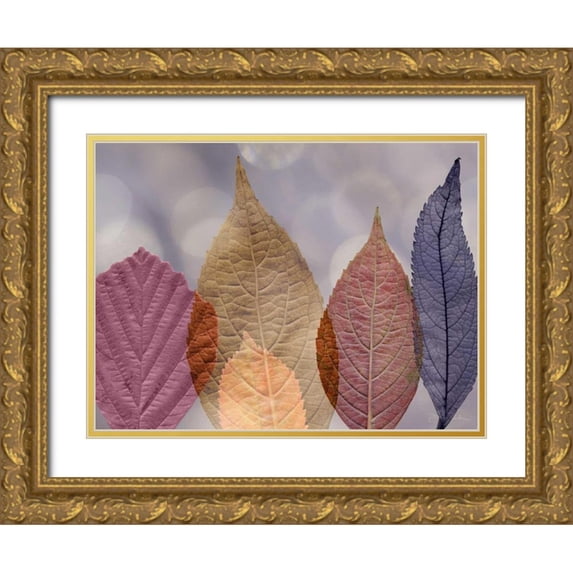 Mahan, Kathy 24x19 Gold Ornate Wood Framed with Double Matting Museum Art Print Titled - Leaf Patterns I