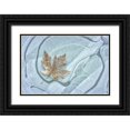 thumbnail image 1 of Mahan, Kathy 32x23 Black Ornate Wood Framed with Double Matting Museum Art Print Titled - Frosty Leaf on Ice I, 1 of 4