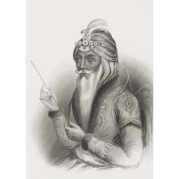 Maharaja Ranjit Singh 1780 - 1839 Also Called Sher-E-Punjab Or The Lion Of The Punjab From The Book Gallery Of Historical Portraits Published C1880 Canvas Art - Ken Welsh Design Pics (24 x 34)