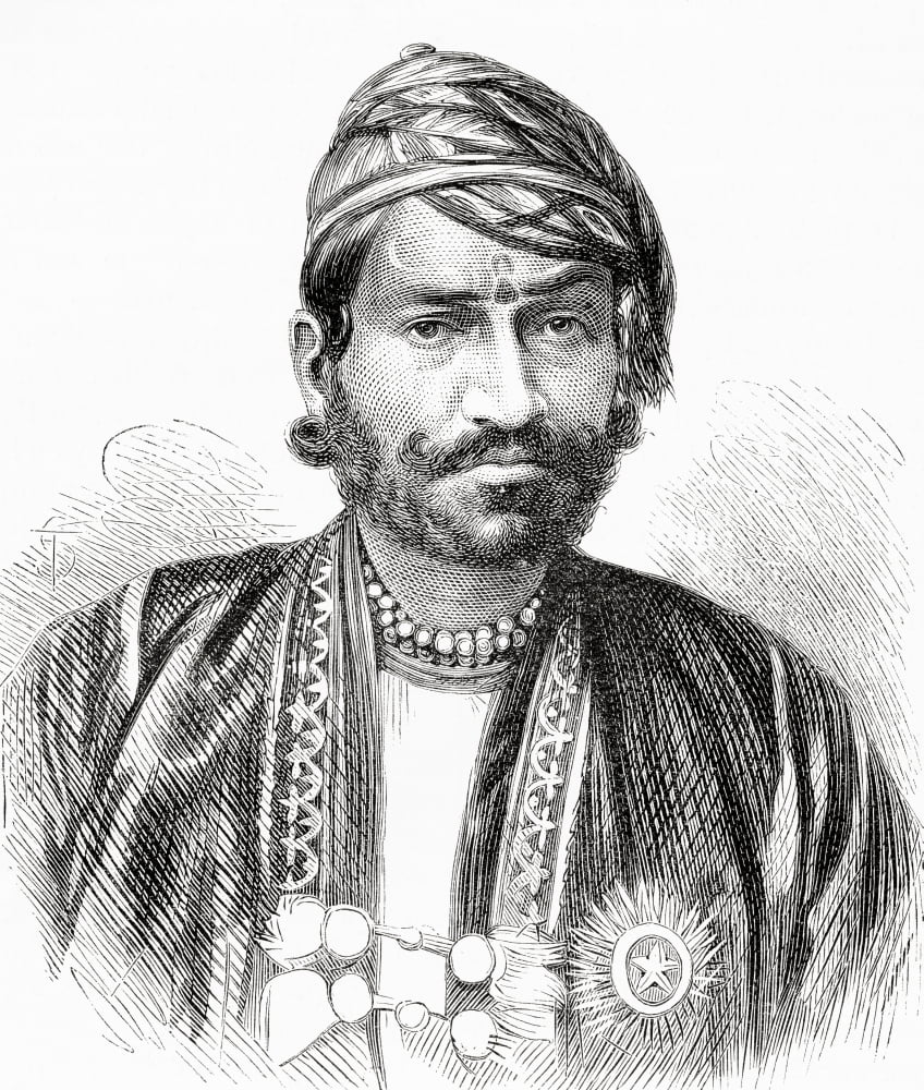 Maharaja Sawai Ram Singh Ii Maharaja Of Jaipur Rajasthan India Reigned 1835 To 1880 From El Mundo En La Mano Published 1878 Canvas Art - Ken Welsh Design Pics (13 x 15)