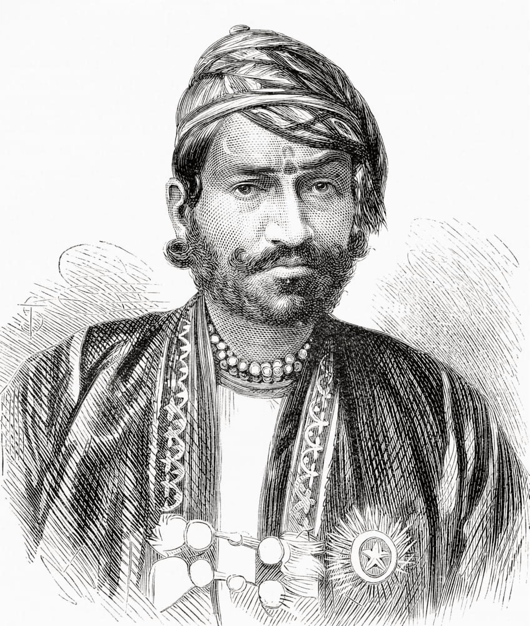 Maharaja Sawai Ram Singh Ii Maharaja Of Jaipur Rajasthan India Reigned 1835 To 1880 From El Mundo En La Mano Published 1878 Canvas Art - Ken Welsh Design Pics (26 x 30)