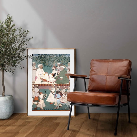 Maharaja Sidh Sen Receiving Embassy Traditional Indian Beach Wall Art Unframed Paper Print