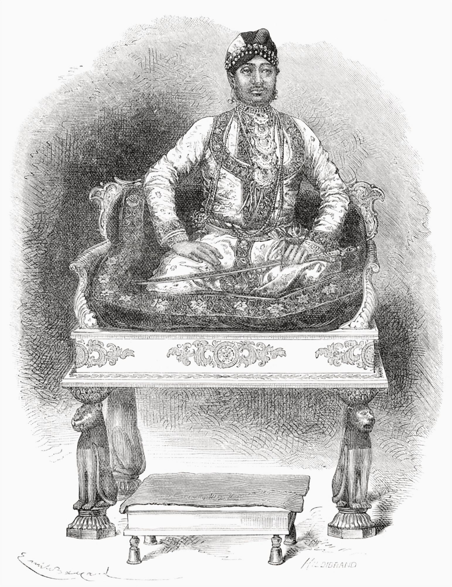 Maharana Shambhu Singh 1847 To 1874 Of Udaipur India Seventy-First Ruler Of The Mewar Dynasty From 1861 To 1874 From El Mundo En La Mano Published 1878 Canvas Art - Ken Welsh Design Pics (12 x 16)
