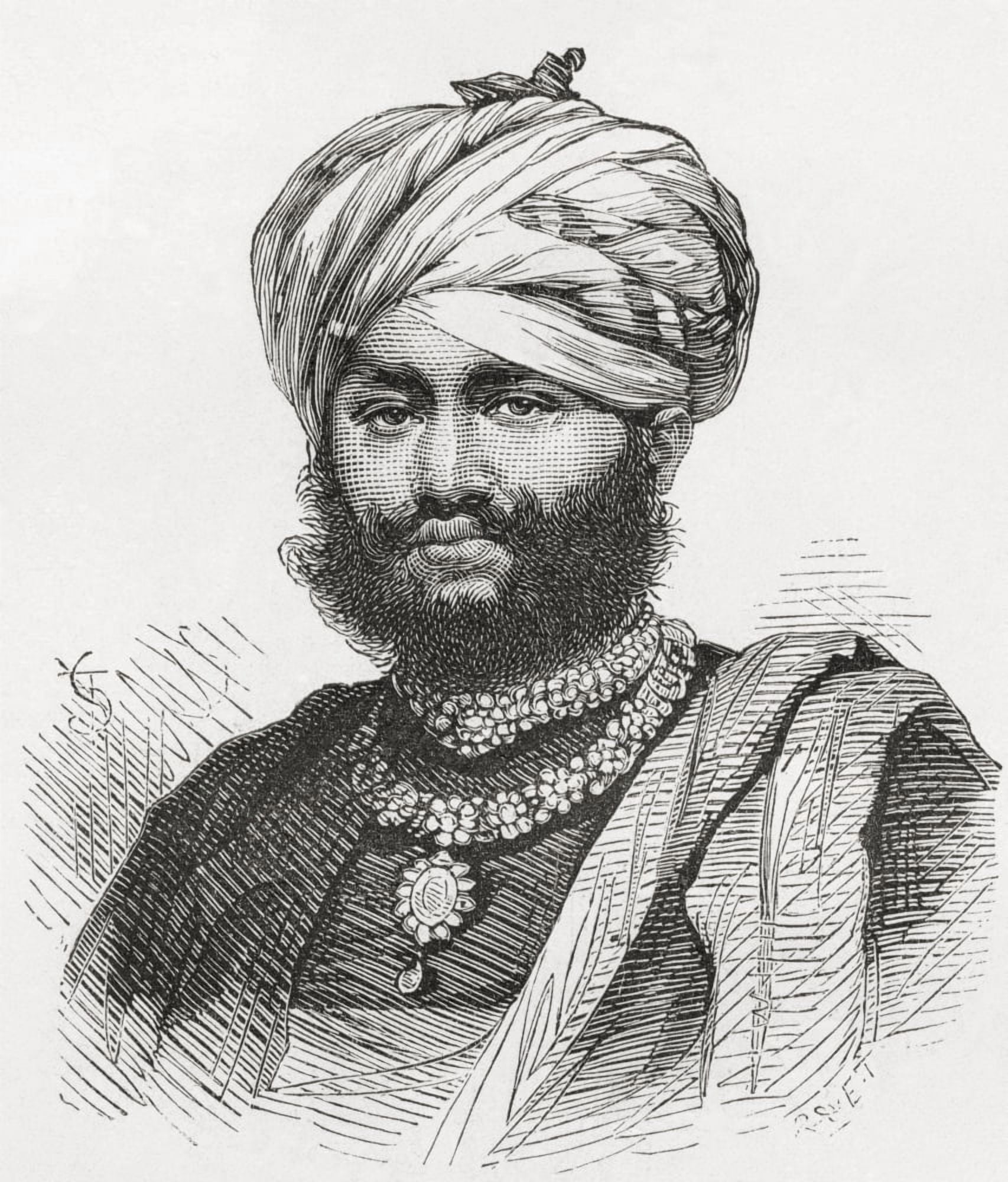 Maharao Pragmalji Ii 1839 To 1875 Rao Of Princely State Of Cutch India From El Mundo En La Mano Published 1878 Canvas Art - Ken Welsh Design Pics (26 x 30)