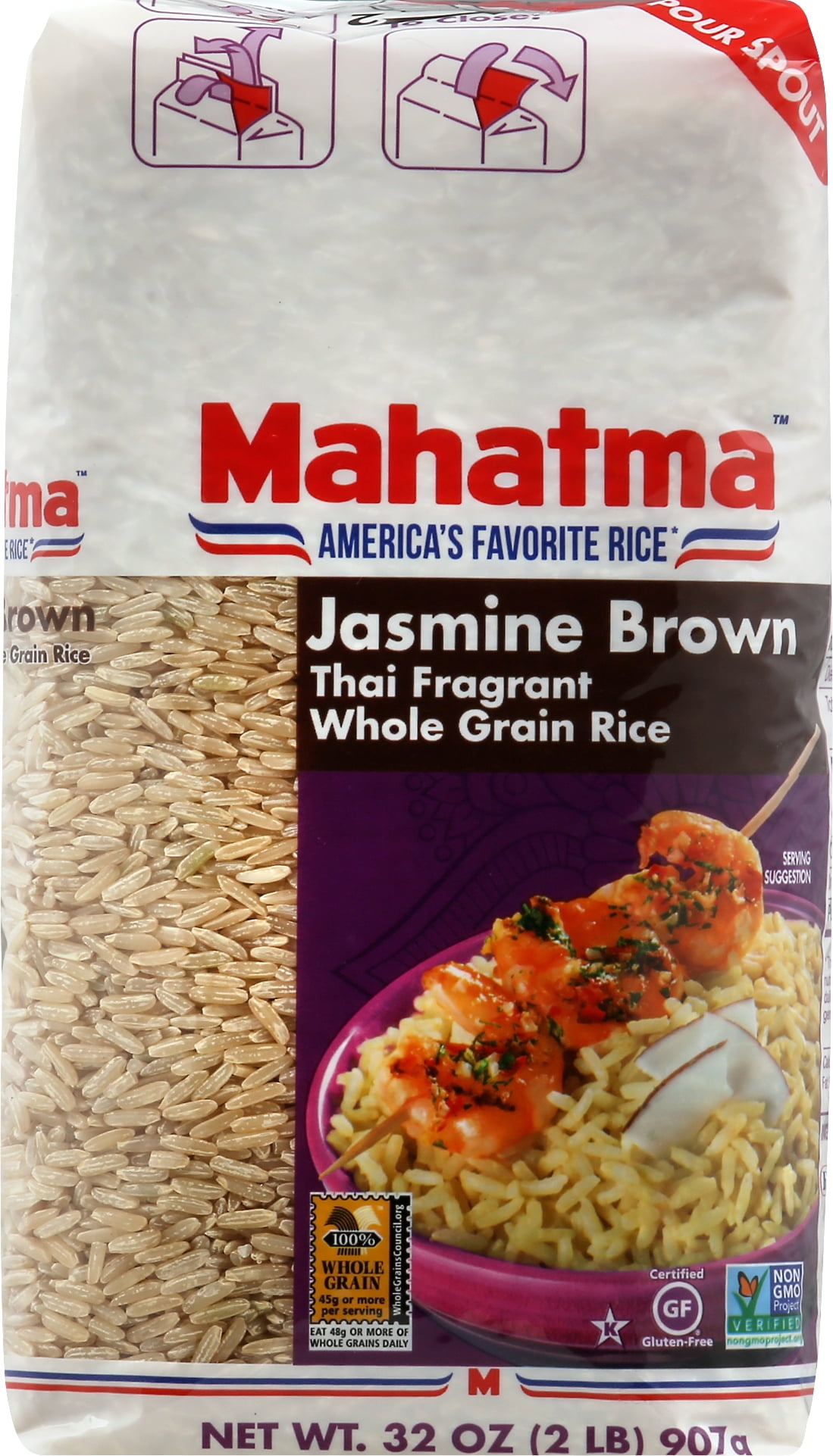Mahatma Authentic Aromatic Jasmine Whole Grain Brown Rice 2 lb