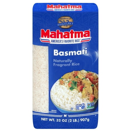 Mahatma Basmati White Rice, Fragrant Extra Long Grain, Gluten Free, 2 lb Bag