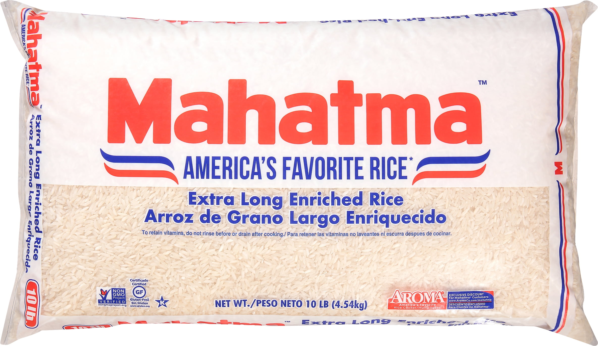 Mahatma Enriched White Rice, Extra Long Grain Rice, 10 lb Bag