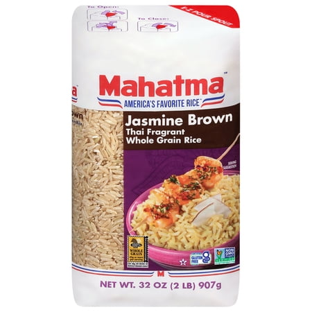 Mahatma Jasmine Brown Rice, Thai Fragrant Whole Grain Rice, 2 lb Bag
