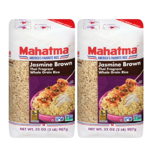 Mahatma Jasmine Brown Rice, Thai Fragrant Whole Grain Rice, 2 lb Bags (2 Pack)