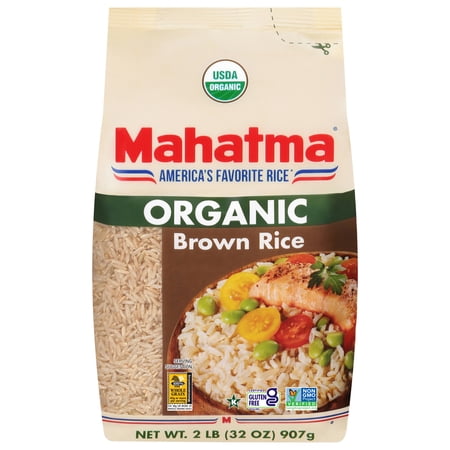Mahatma Organic 100% Whole Grain Brown Rice, 2 lb Bag