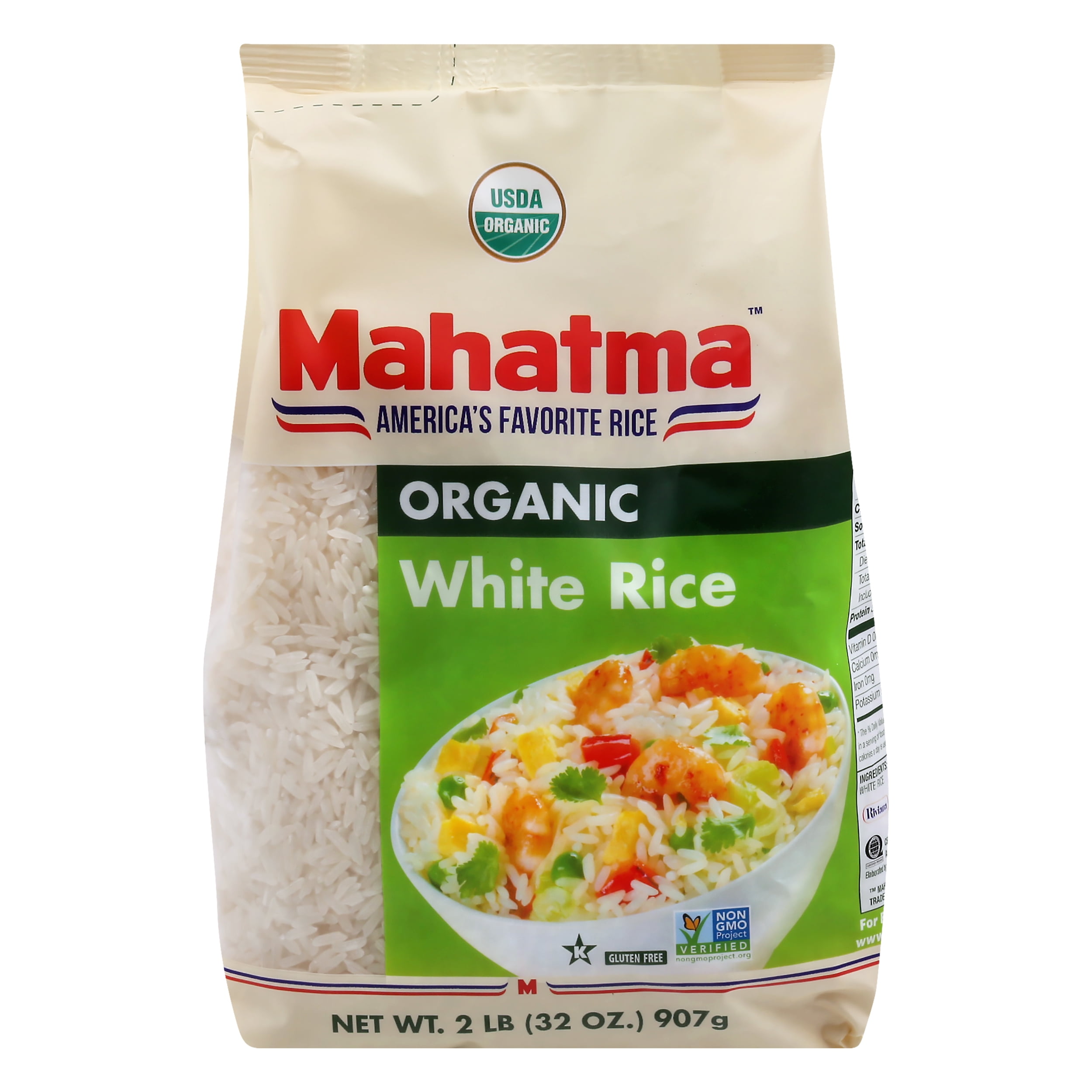 Mahatma Organic White Rice, Gluten Free Long Grain Rice, 2 lb Bag