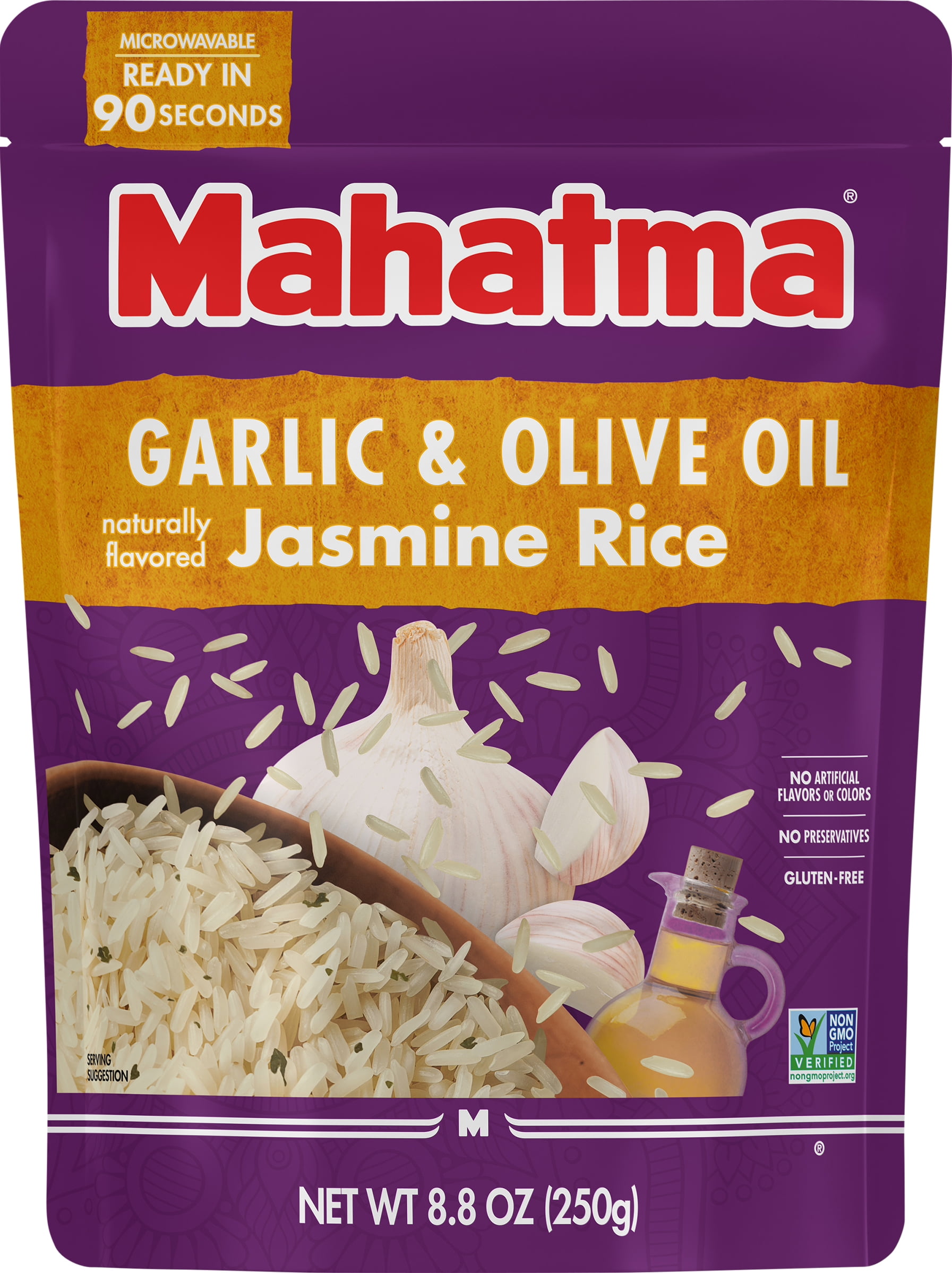 Mahatma Ready-to-Heat Garlic and Olive Oil Jasmine Rice, 8.8 oz Bag