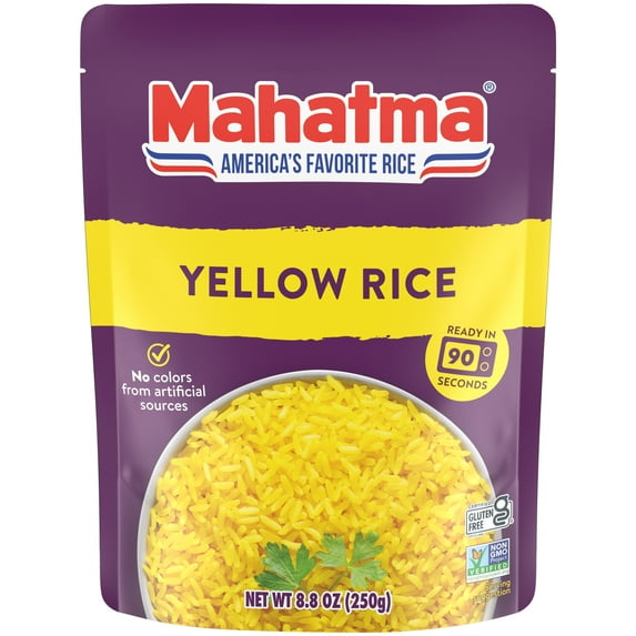 Mahatma Yellow Rice, Ready to Heat 90 Seconds, Gluten Free, Microwaveable Rice, 8.8 oz