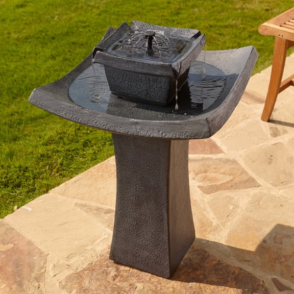 Mahayana 2-Tier IntelliSolar Fountain with Remote - Aged Iron