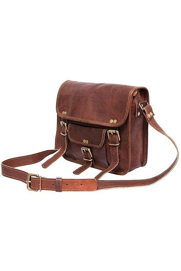 13" Vintage Leather Messenger Bag Leather Handmade Crossbody Bags