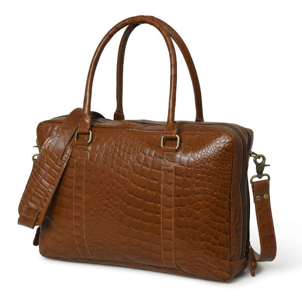 MaheTri Briefcase Genuine Leather Office Bags for Men Laptop Bag Croco Pattern 15" Leather Business Handbag