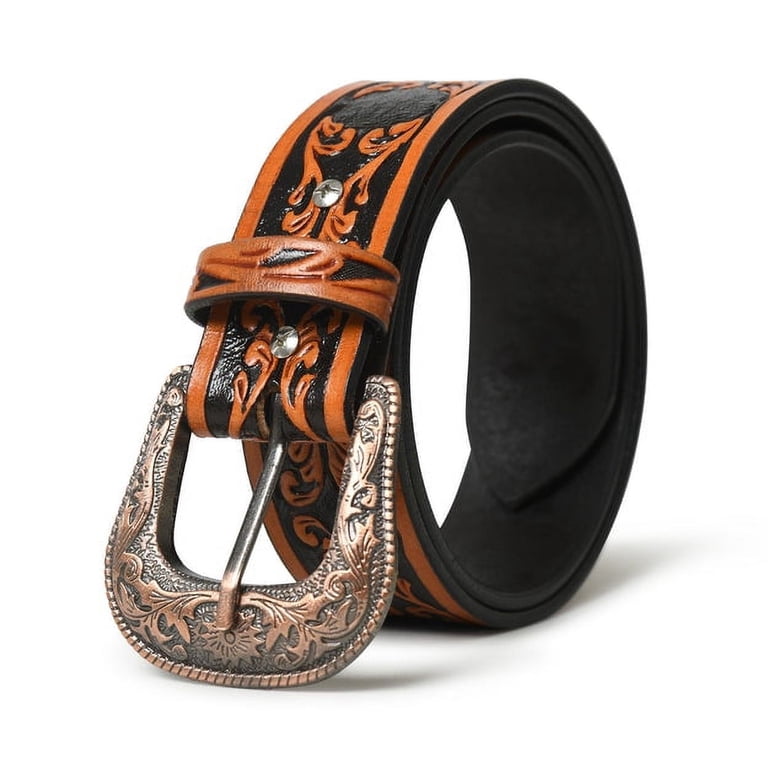 GENUINE LEATHER Vintage-Look Belt in black and tan Genuine vintage SHINOLA Detroit reversible black tan leather  main image 2
