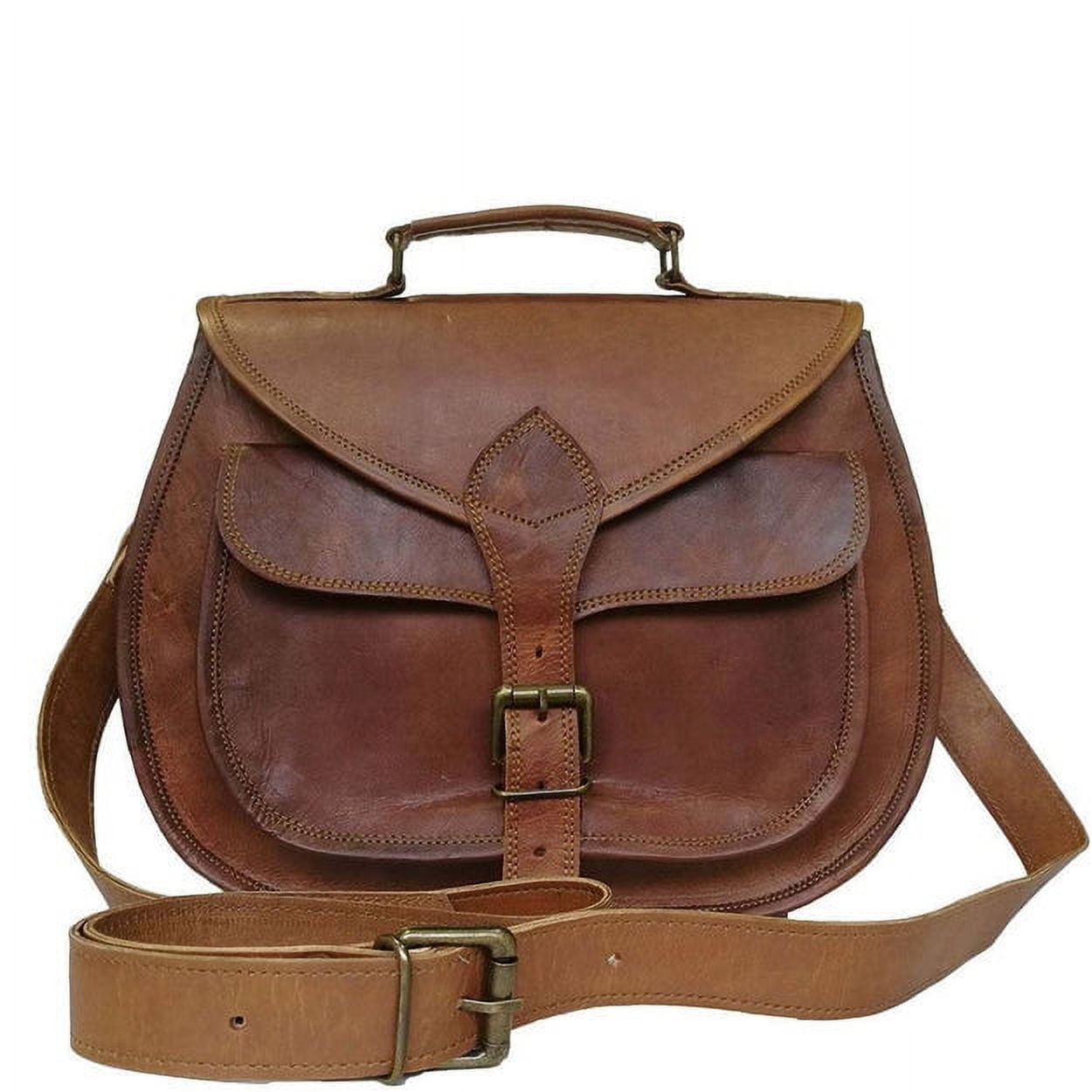 MaheTri Leather Crossbody Satchel Bag Vintage Brown Purses Handbags for Women and Girls