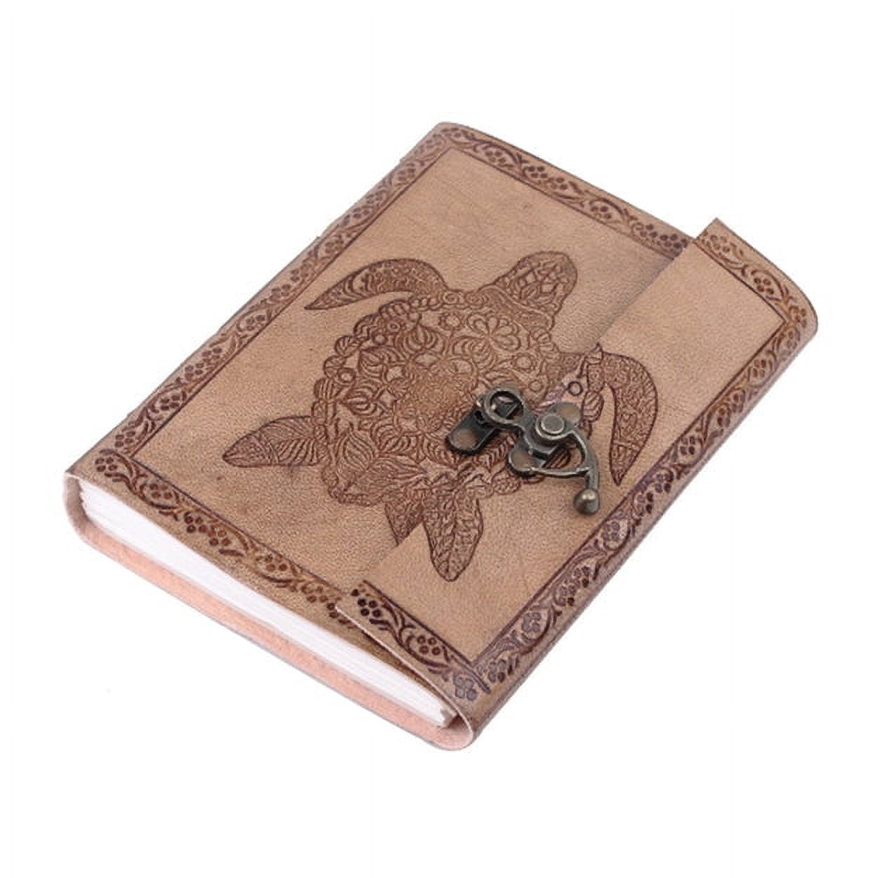MaheTri Turtle Embossed Vintage Leather Journal Antique Handmade Leather Sketchbook Drawing Journal Great Gift
