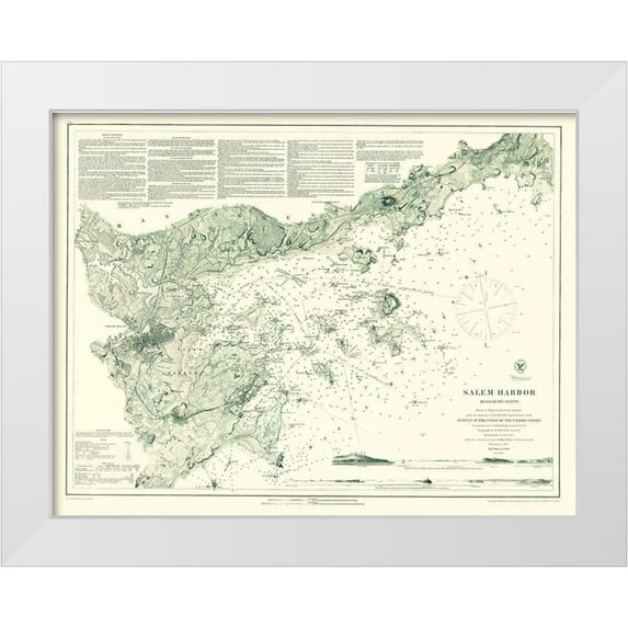 Mahen 14x12 White Modern Wood Framed Museum Art Print Titled - Salem Harbor - Mahen 1869