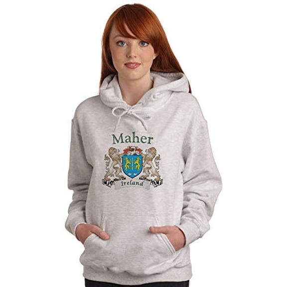 Maher Irish Coat of Arms Ash Hooded Sweatshirt