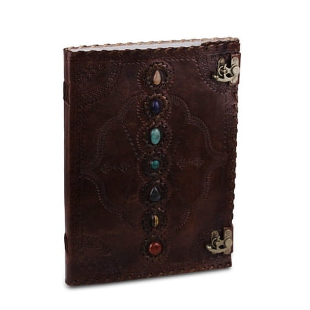 Mahetri Leather Journal Writing Notebook 7 Chakra Stone Diary For Men & Women, Notepad Gift For Artists & Writers