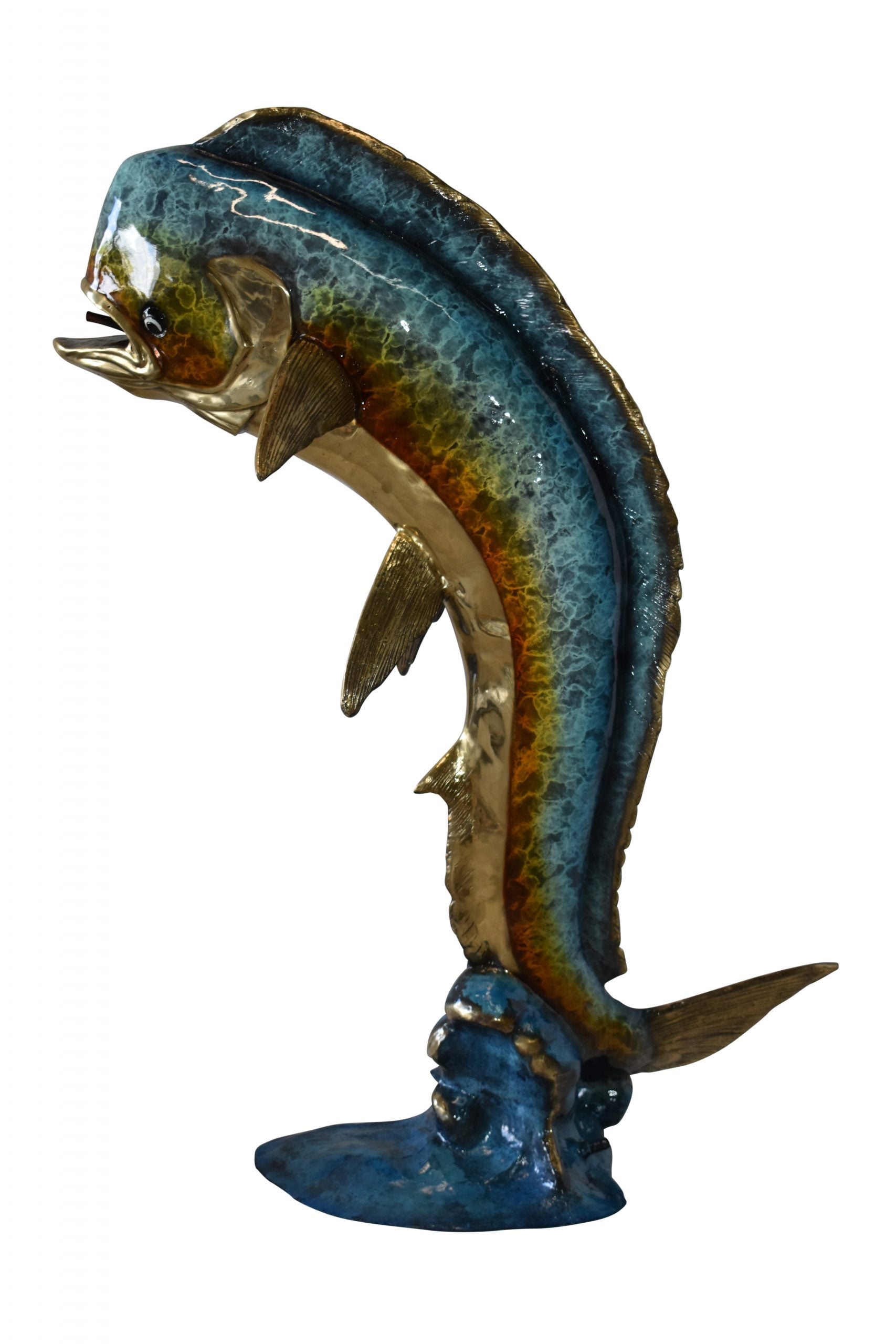 Mahi Mahi Dorado Fish Large Bronze Statue Fountain Size: 40" x 22" x 52"H