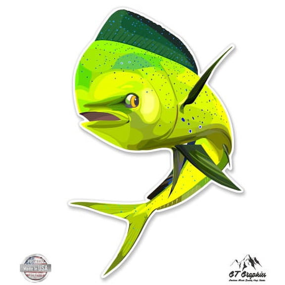 Mahi Mahi Fish - 3" Vinyl Sticker - For Car Laptop I-Pad Phone Helmet Hard Hat - Waterproof Decal