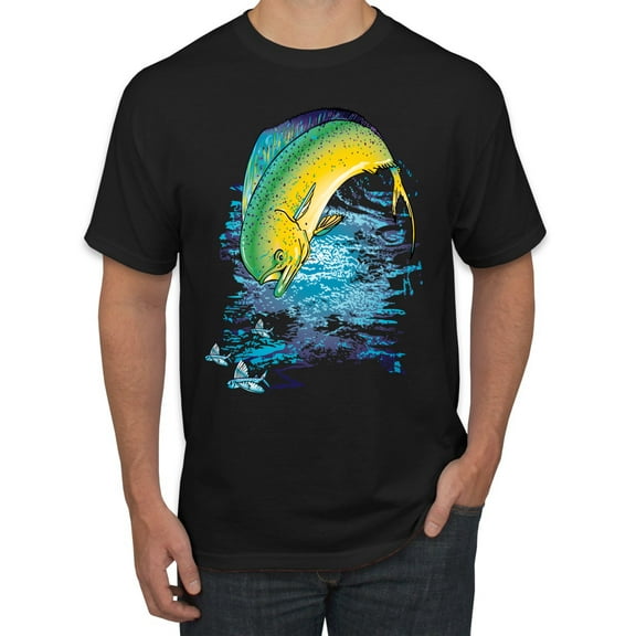 Mahi-Mahi Fish Catching Small Fish Animal Lover Men's Graphic T-Shirt, Black, Small